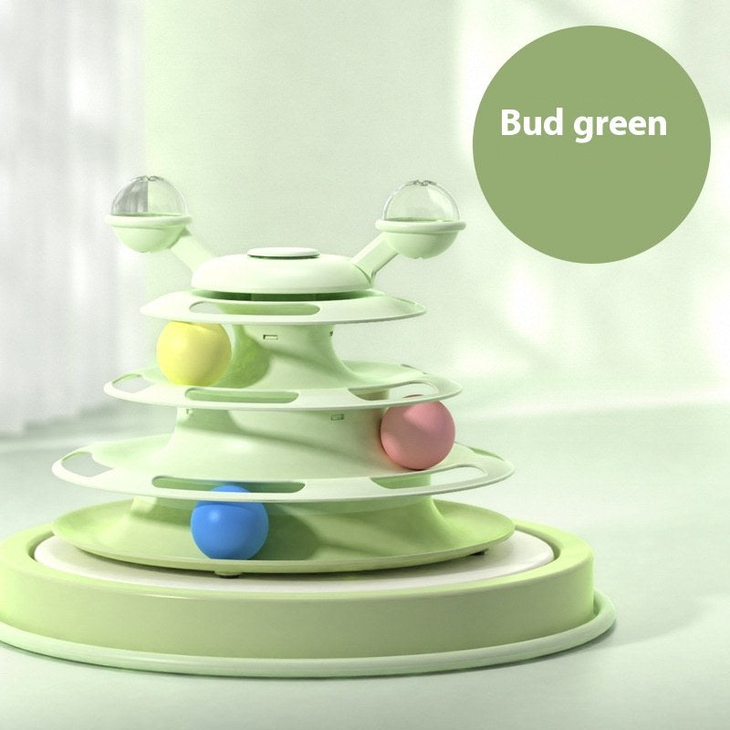 4-level cat track tower toy in Bud Green